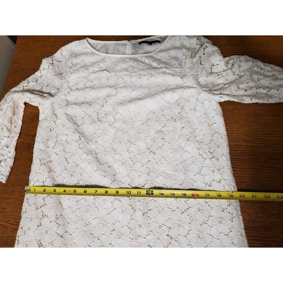 Tibi 12 Women LARGE dress Lace Knee‎ Length Shift Sleeveless Ivory Formal Party - Picture 11 of 13